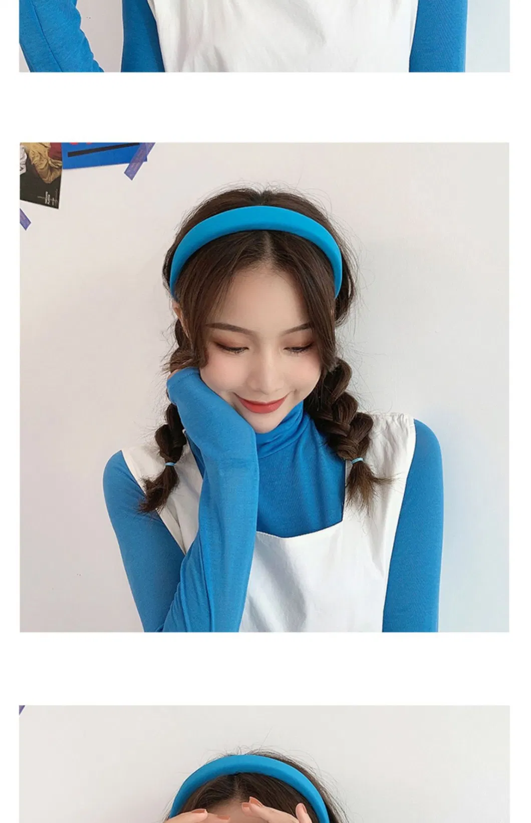 Wholesale Mori Super Fairy Solid Color Sweet Temperament Sponge Wide Edge Headband