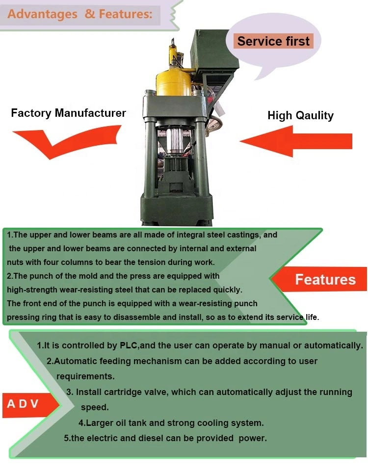 315t Metal Chip Press Swarf Briquette Machine Scrap Iron Turnings Block Moulding Machine